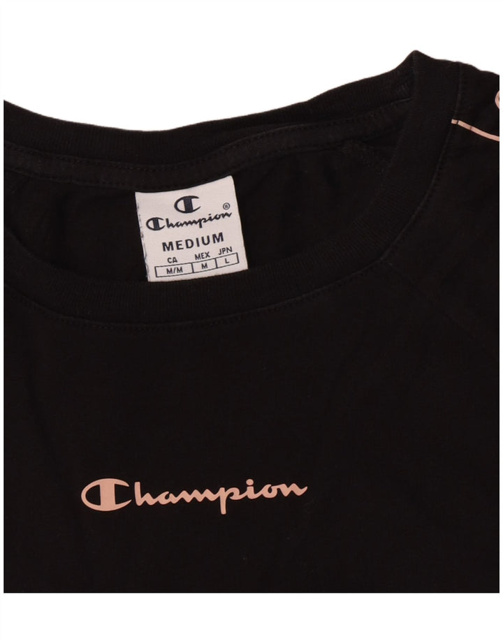 Top cu grafic pentru femei Champion cu mânecă lungă UK 12 Medium Black