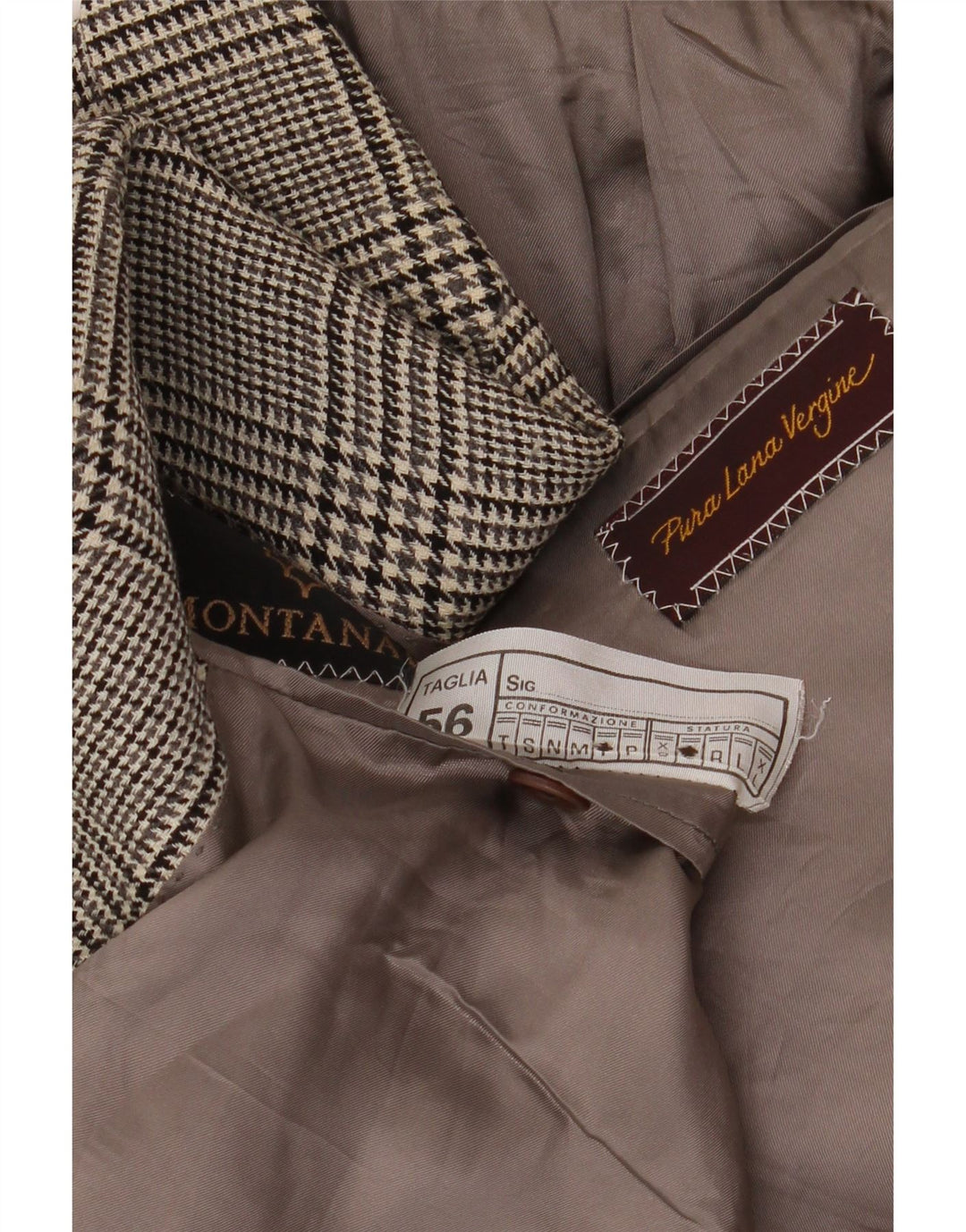 MONTANA Jachetă pentru bărbați cu 2 nasturi IT 56 3XL Lână virgină gri Houndstooth