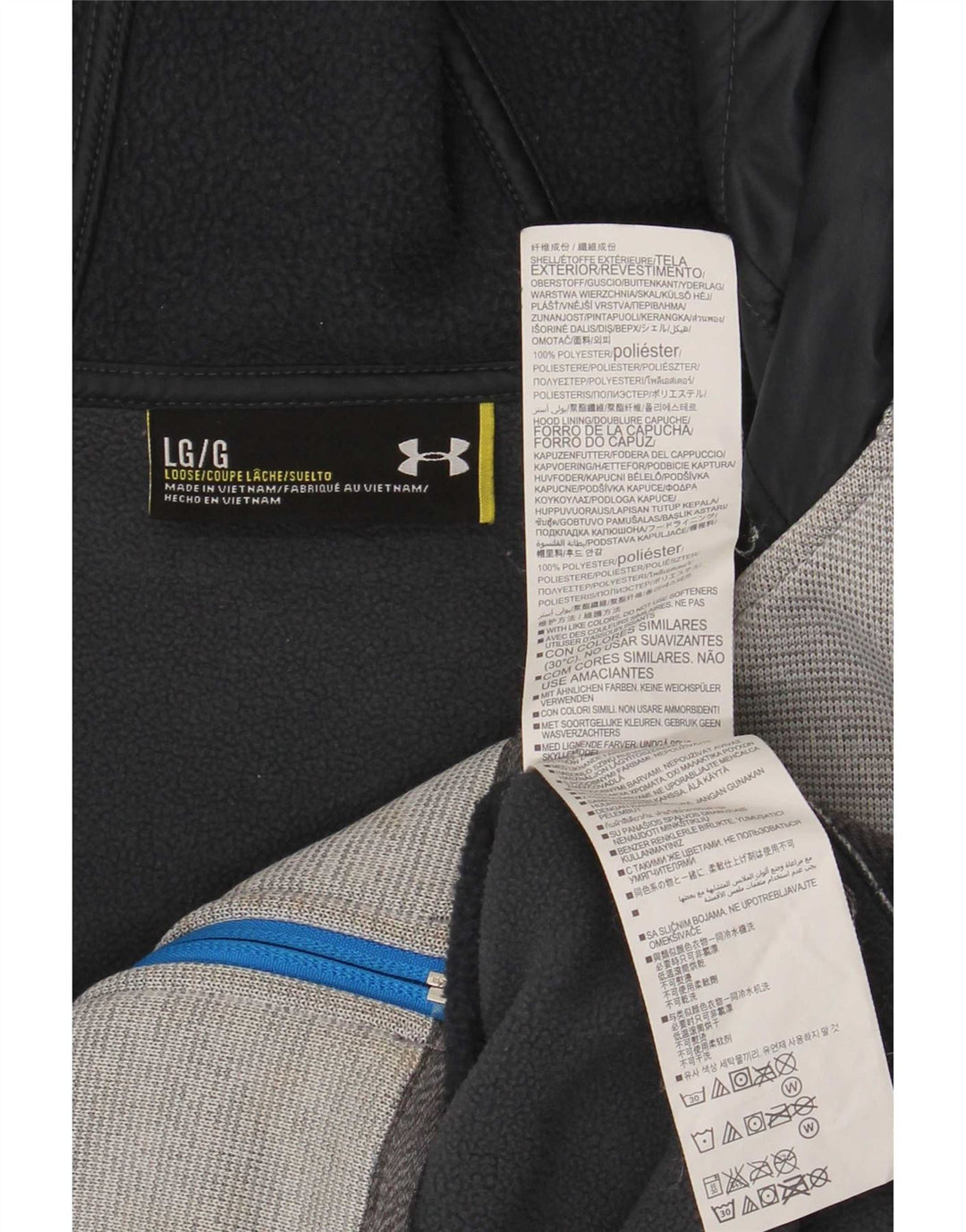Pulover cu capotă cu fermoar Under Armour pentru bărbați, mare, gri, poliester color bloc