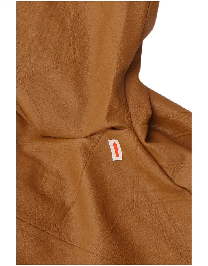 Jachetă din piele artificială vintage pentru femei UK 14, mare, bej, mozaic, polivinil