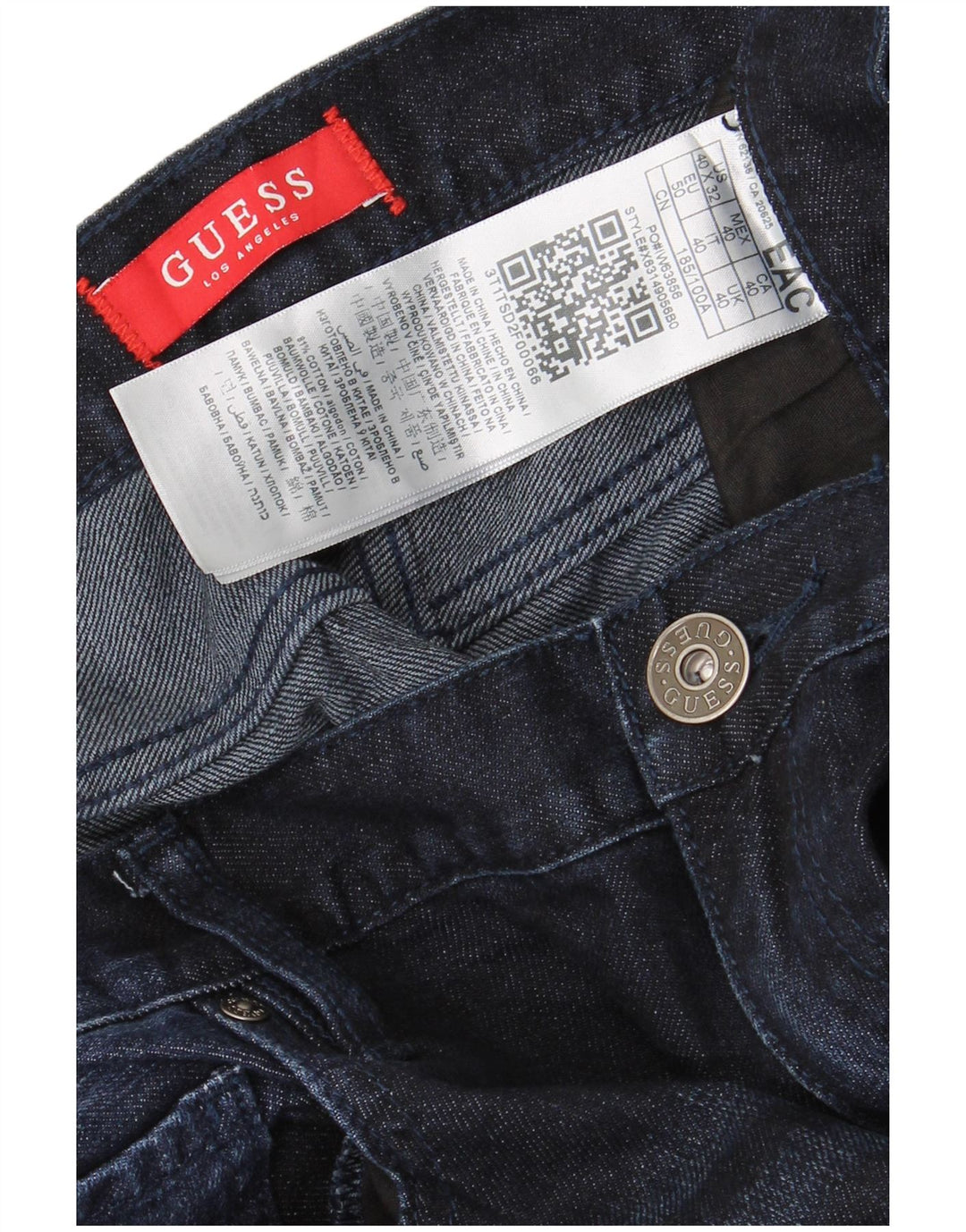 Blugi pentru bărbați Guess drepte W40 L32 bumbac bleumarin