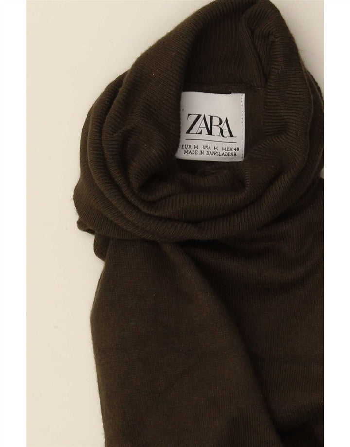 Pulover cu gât rulat Zara pentru femei UK 14 Viscoză verde medie