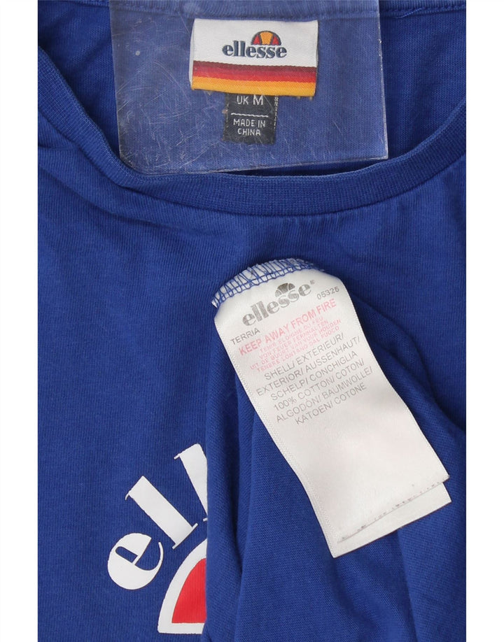 ELLESSE Mens Graphic T-Shirt Top Medium Blue Colourblock Cotton Vintage Ellesse and Second-Hand Ellesse from Messina Hembry 