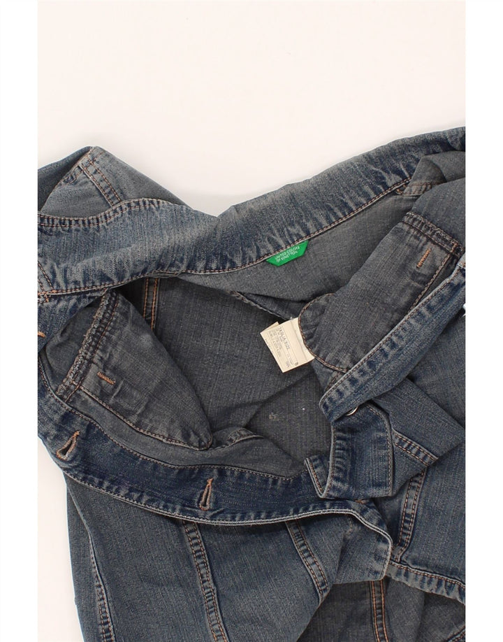 BENETTON Womens Crop Denim Jacket UK 10 Small Blue Cotton Vintage Benetton and Second-Hand Benetton from Messina Hembry 