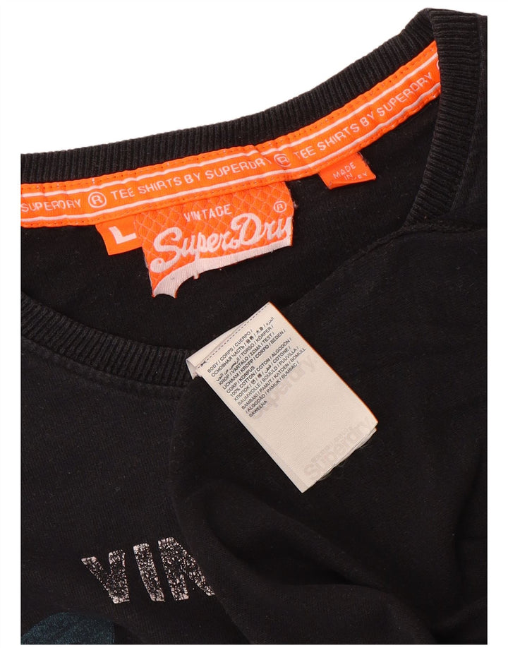 Tricou grafic pentru bărbați Superdry Top mare din bumbac negru
