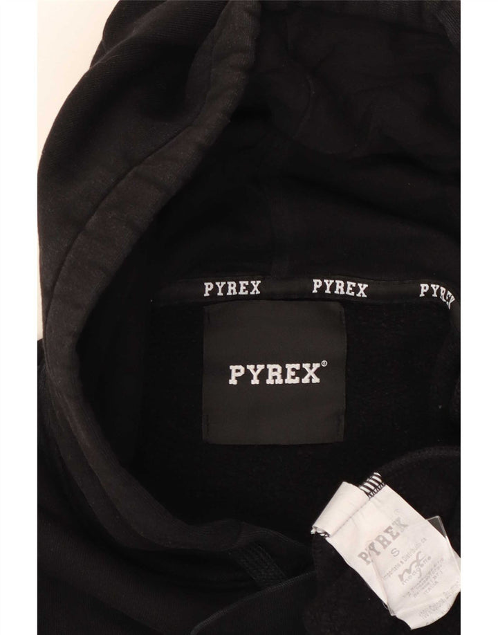 Pulover Pyrex pentru bărbați cu glugă grafică, mic, negru, bumbac