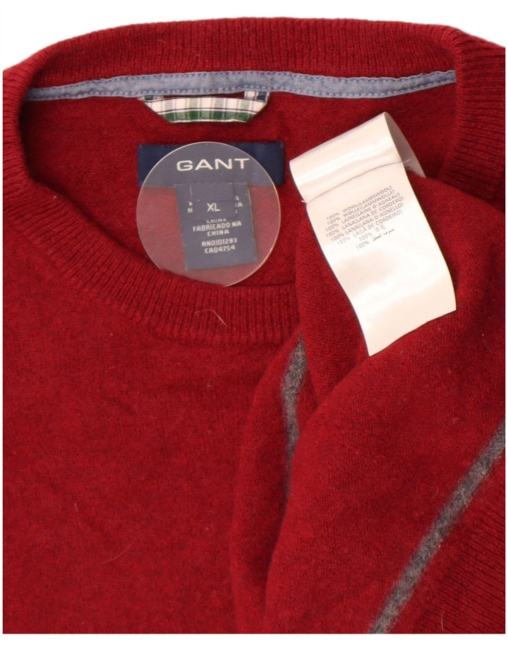 Pulover Gant pentru bărbați cu gât roșu, XL, cu dungi roșii
