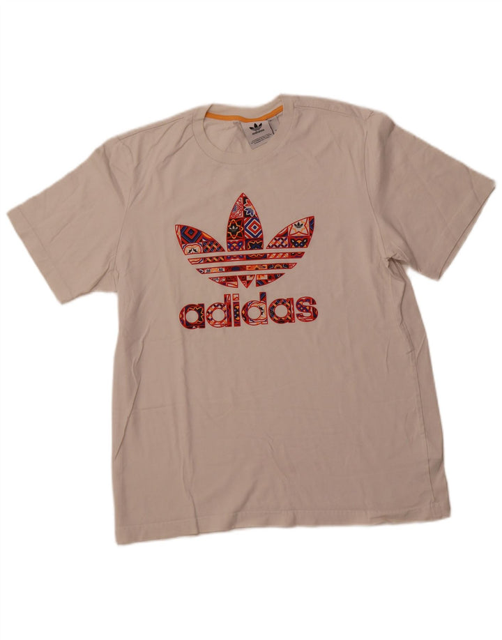 Tricou grafic ADIDAS pentru bărbați Top mediu din bumbac alb