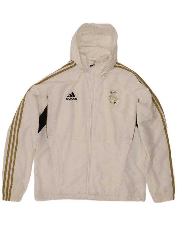 Jachetă de trening cu glugă Adidas Real Madrid pentru bărbați UK 40/42 Medium White