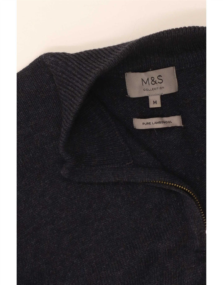 Pulover pentru bărbați Marks & Spencer, cu fermoar, cu gât, mijlociu, albastru marin pete