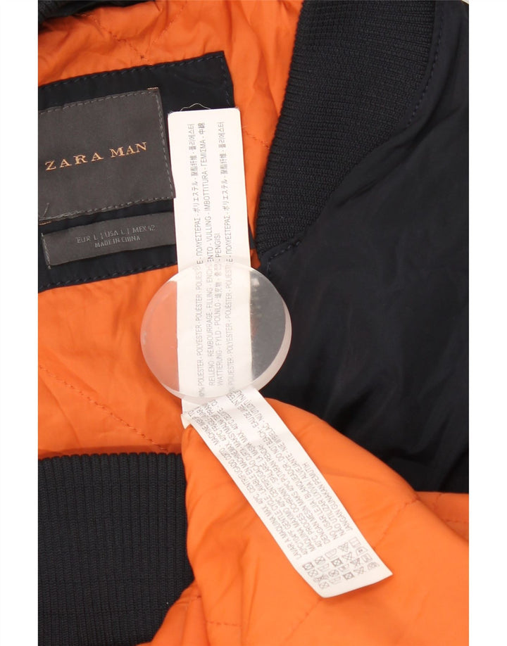 Bomber pentru bărbați Zara UK 40 mare, albastru, poliester