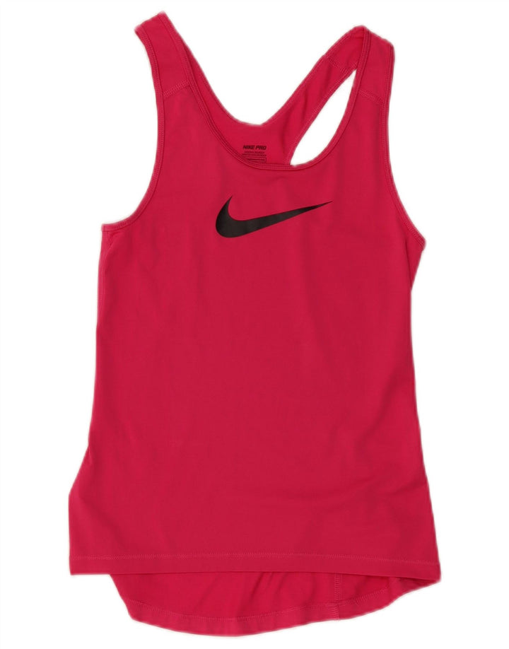 Top cu vestă grafică Nike Dri Fit pentru femei UK 8 Small Pink
