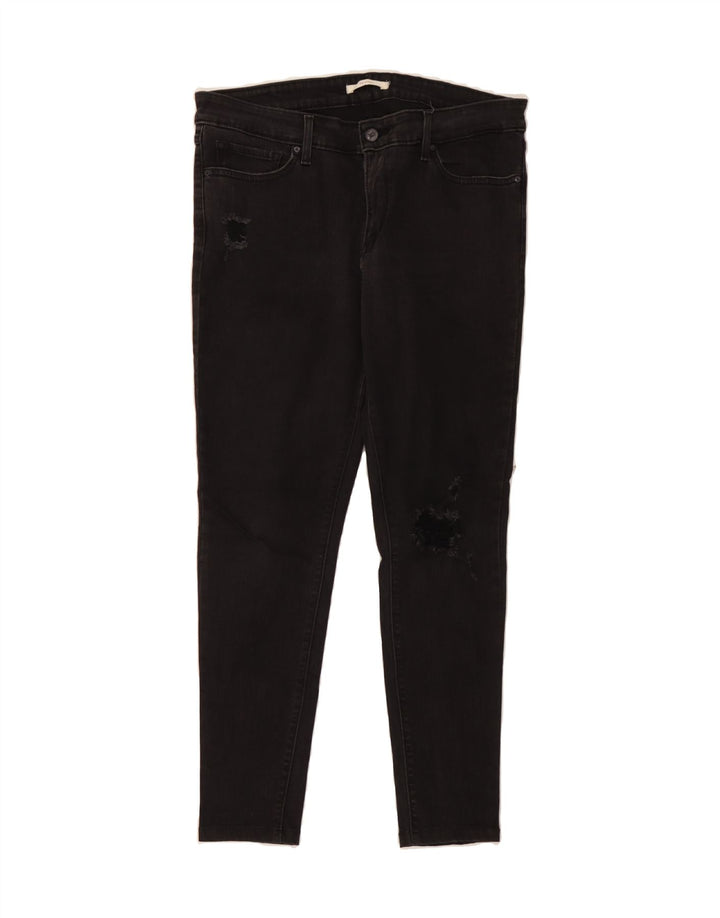 LEVI'S Womens 711 Distressed Skinny Jeans W34 L27 Black Vintage Levi's and Second-Hand Levi's from Messina Hembry 