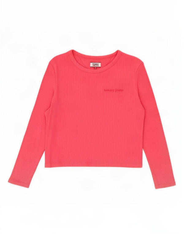 Crop Top pentru femei Tommy Hilfiger cu mânecă lungă UK 6 XS bumbac roz