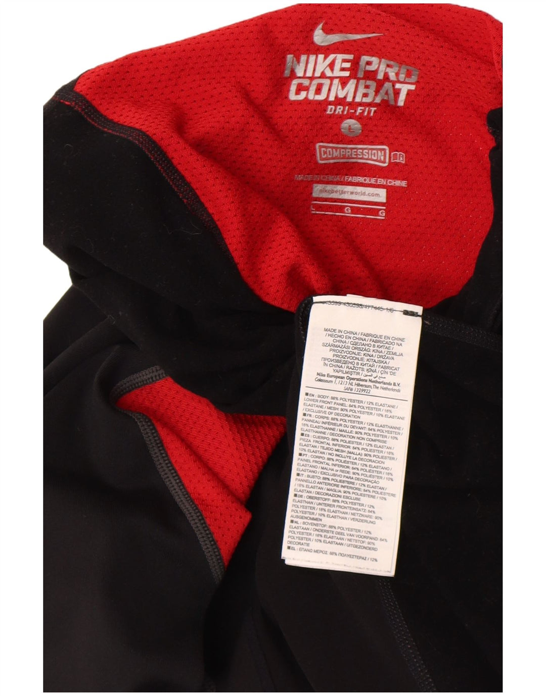 Top de compresie Nike pentru bărbați cu mânecă lungă, mare, negru, poliester color bloc