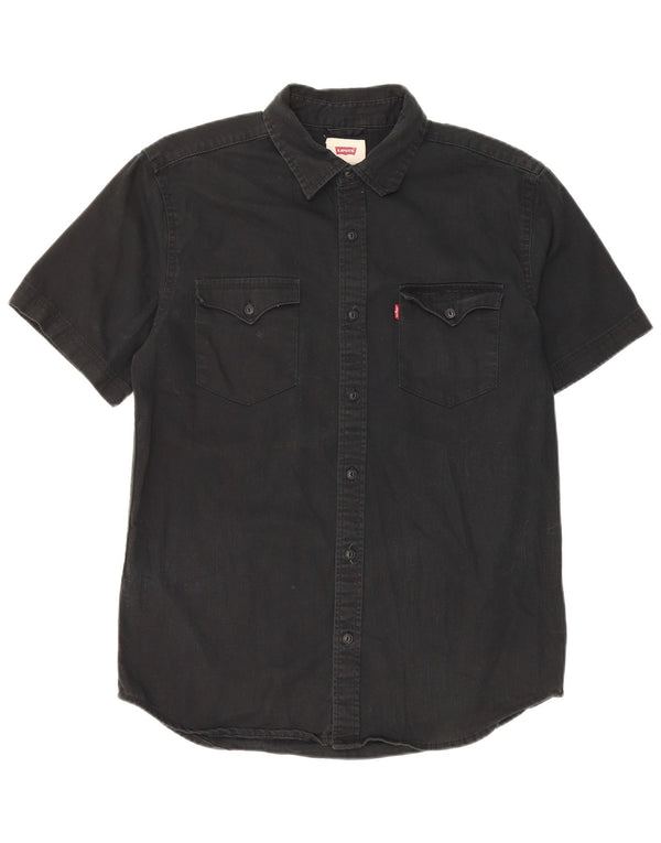Cămașă cu mânecă scurtă Levi's pentru bărbați, bumbac negru mic