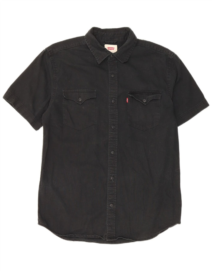 Cămașă cu mânecă scurtă Levi's pentru bărbați, bumbac negru mic