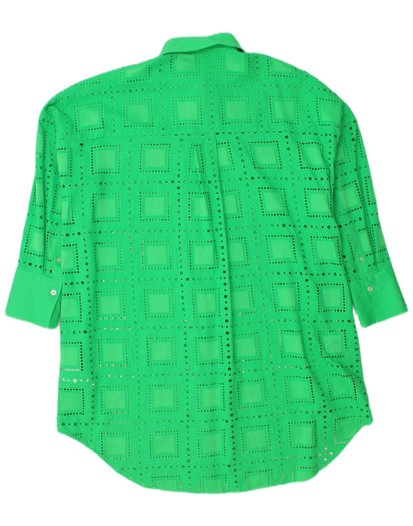 Rochie cămașă supradimensionată pentru femei MSGM IT 40 Bumbac geometric verde mediu