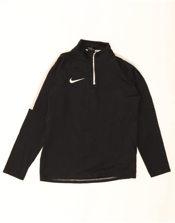 Pulover pentru bărbați Nike Dri Fit, cu fermoar, cu gât, colorat, mic, negru