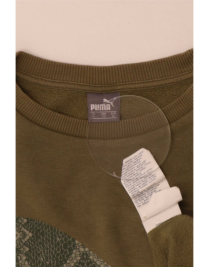 Hanorac grafic pentru bărbați Puma Jumper XL Kaki Bumbac