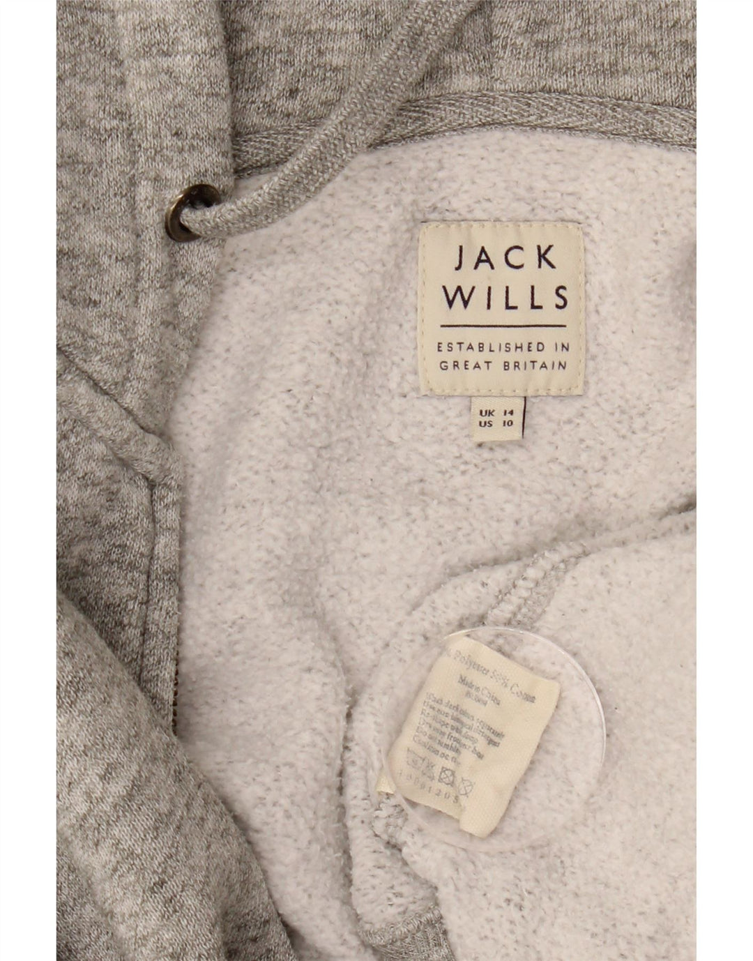JACK WILLS Pulover cu capota cu fermoar pentru femei UK 14 mare, gri, poliester cu pete