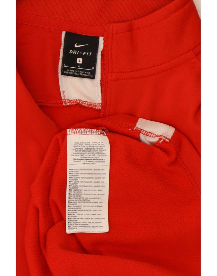 Top de trening pentru bărbați Dri Fit, cu fermoar și gât, color block, roșu mare