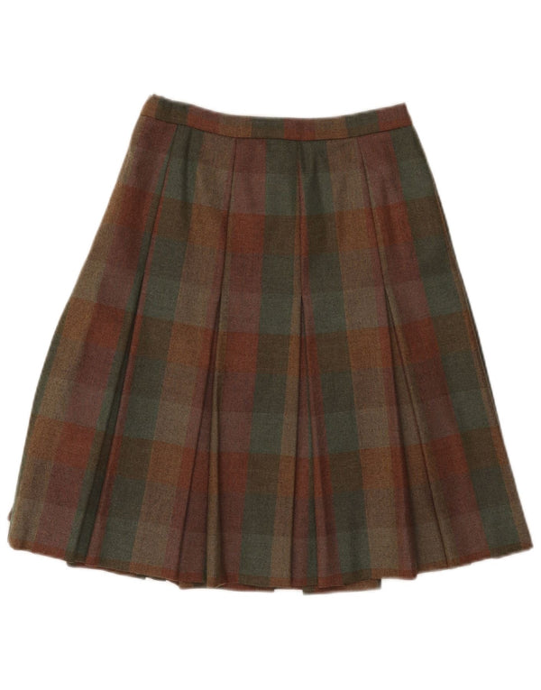 Fustă A-Line Plisată Vintage Femei W25 XS Verde Check