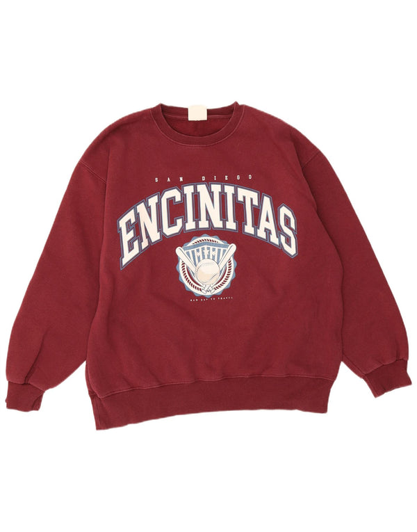 Pull & Bear Pull & Bear Pulover supradimensionat cu grafic pentru femei UK 16 Maroon mare