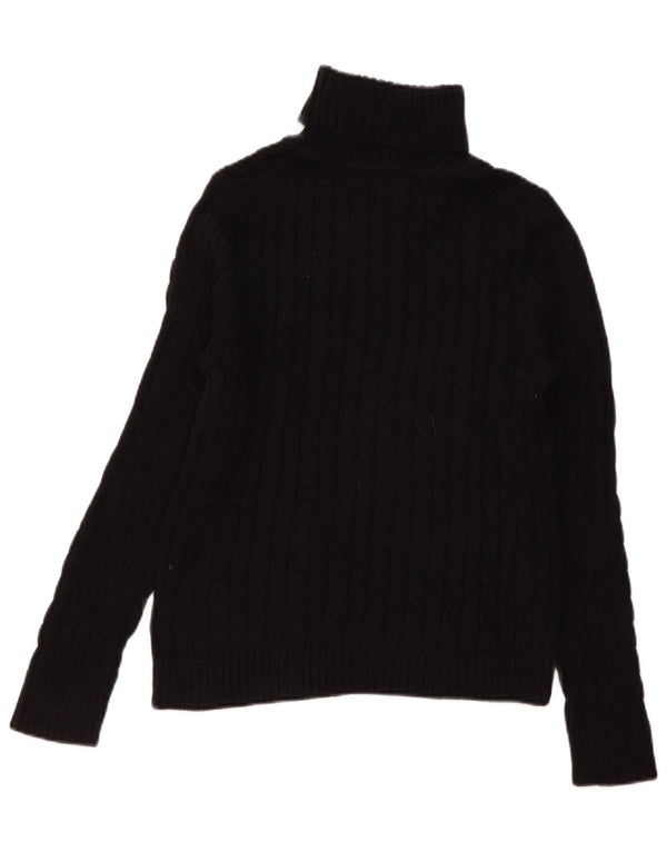 Pulover pentru femei L.L.Bean cu gât rulat, bumbac mic negru UK 10