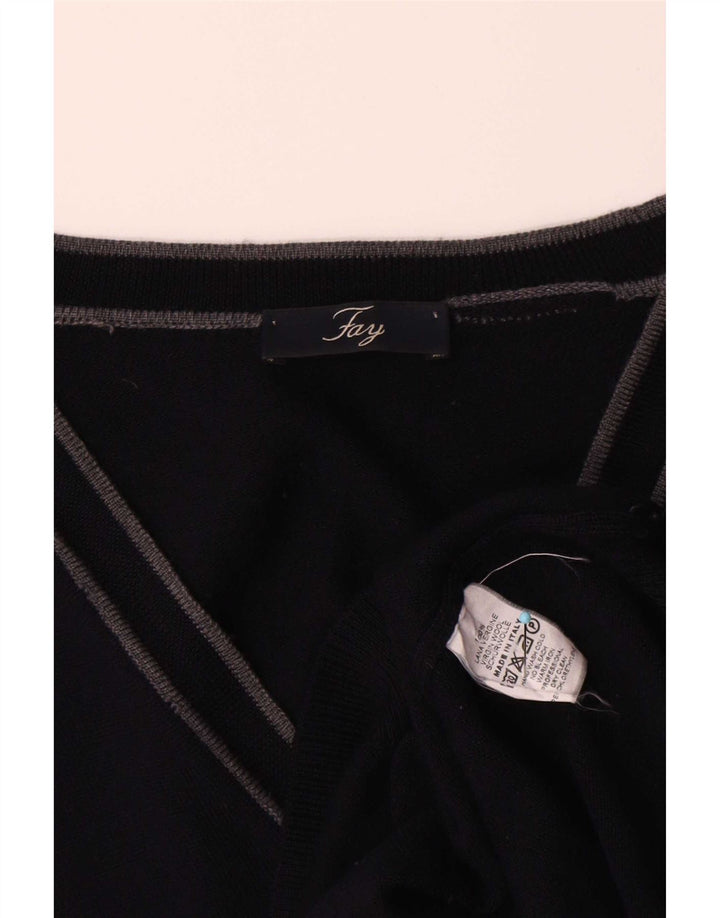 Pulover cardigan pentru bărbați Fay IT 52 Lână virgină mare albastru bleumarin