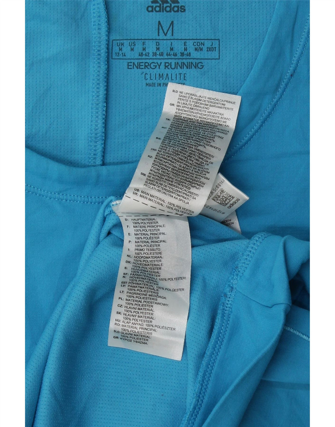 ADIDAS Climalite Top cu mânecă lungă pentru femei UK 12/14 Medium Blue Colorblock