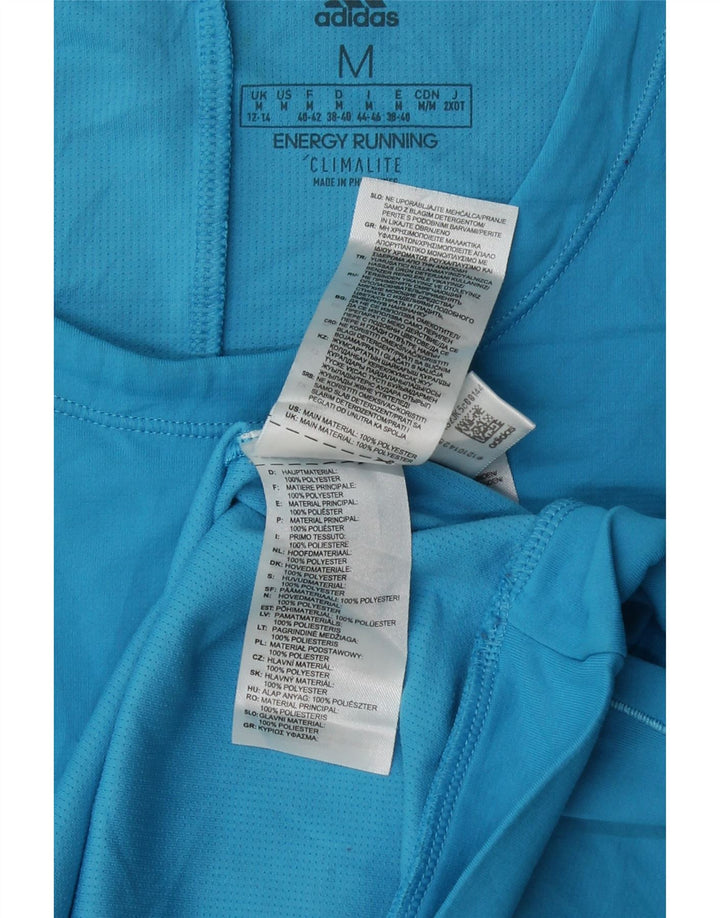 ADIDAS Climalite Top cu mânecă lungă pentru femei UK 12/14 Medium Blue Colorblock