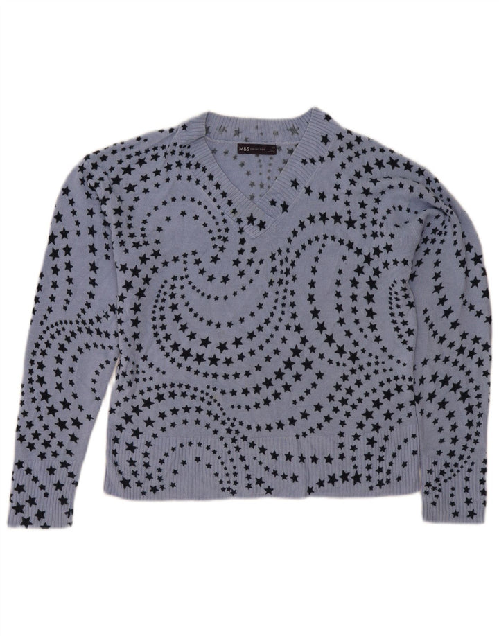 Pulover pentru femei Marks & Spencer, cu model abstract, cu decolteu în V, UK 12 Medium