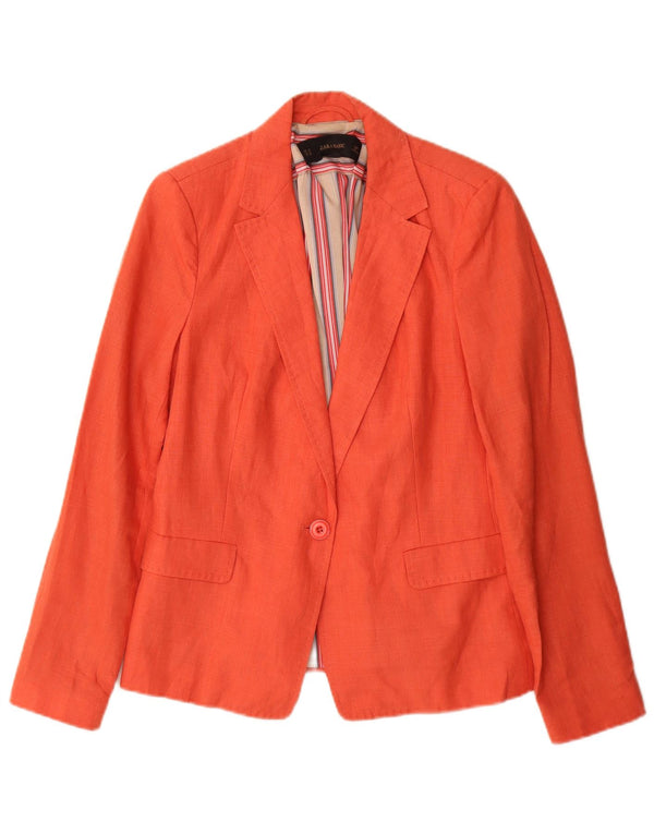 Blazer pentru femei Zara cu 1 nasture, UK 12, portocaliu mediu