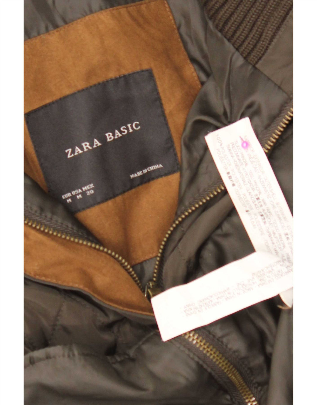 Gilet matlasat pentru femei Zara UK 12 Medium Khaki Poliester color bloc