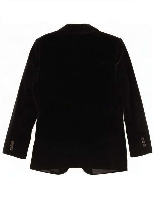 Jachetă vintage din catifea cu 3 nasturi pentru femei UK 14 Medium Black
