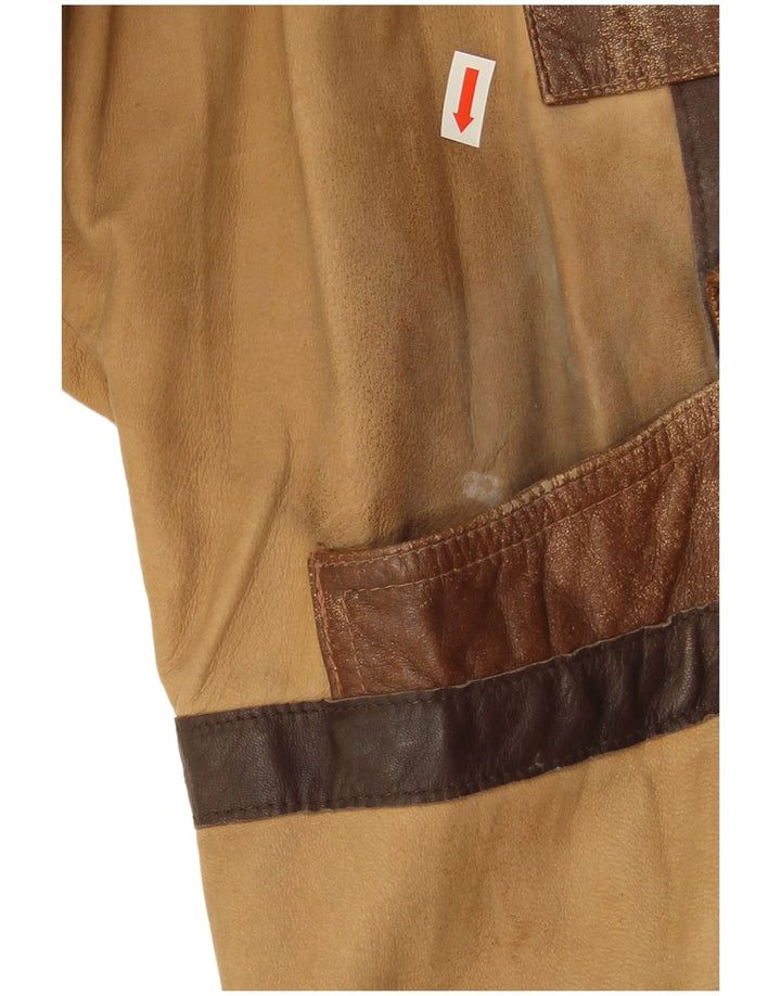 Jachetă de piele vintage pentru bărbați UK 44 2XL maro mozaic