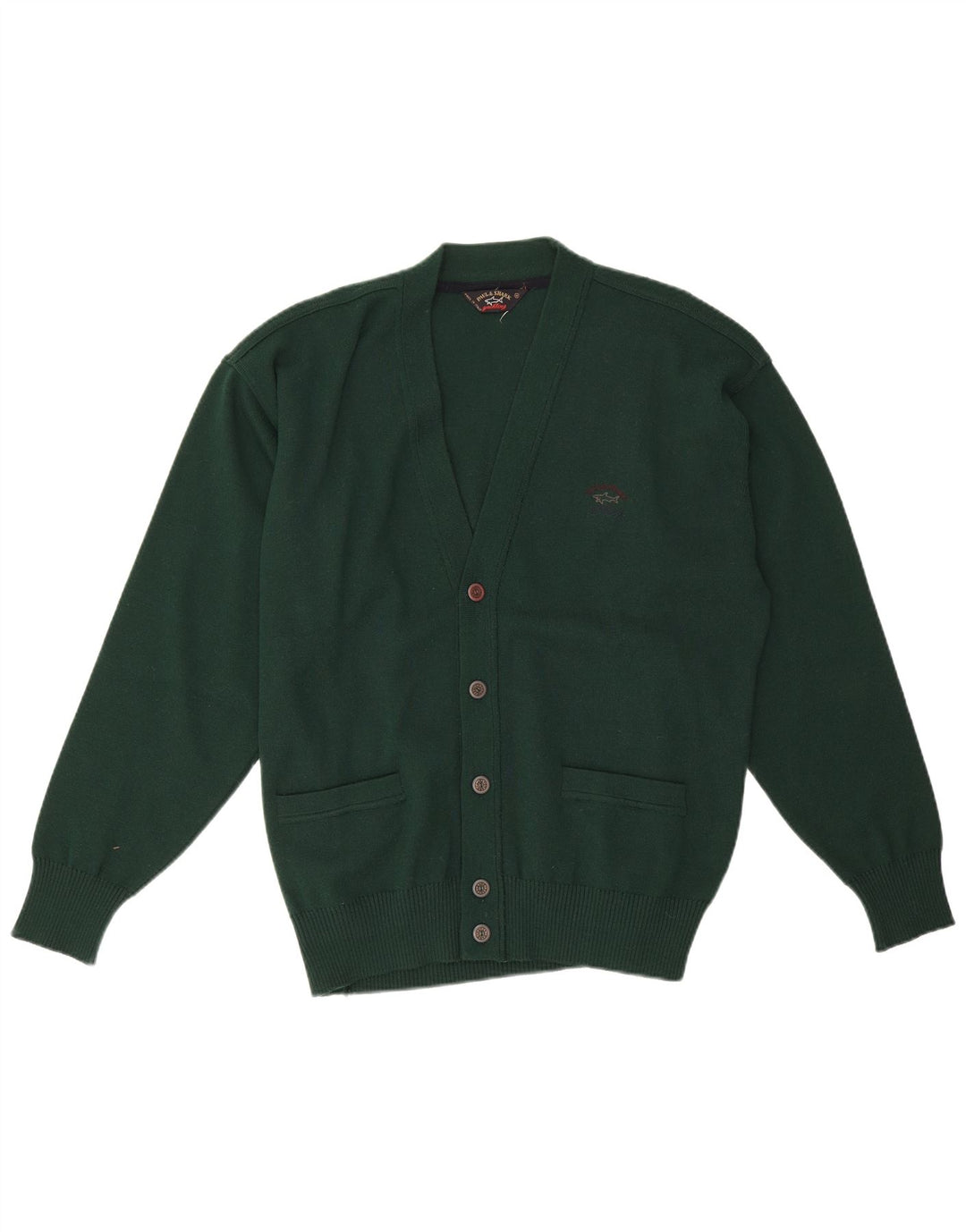 Pulover cardigan de iahting pentru bărbați Paul & Shark, lână verde medie