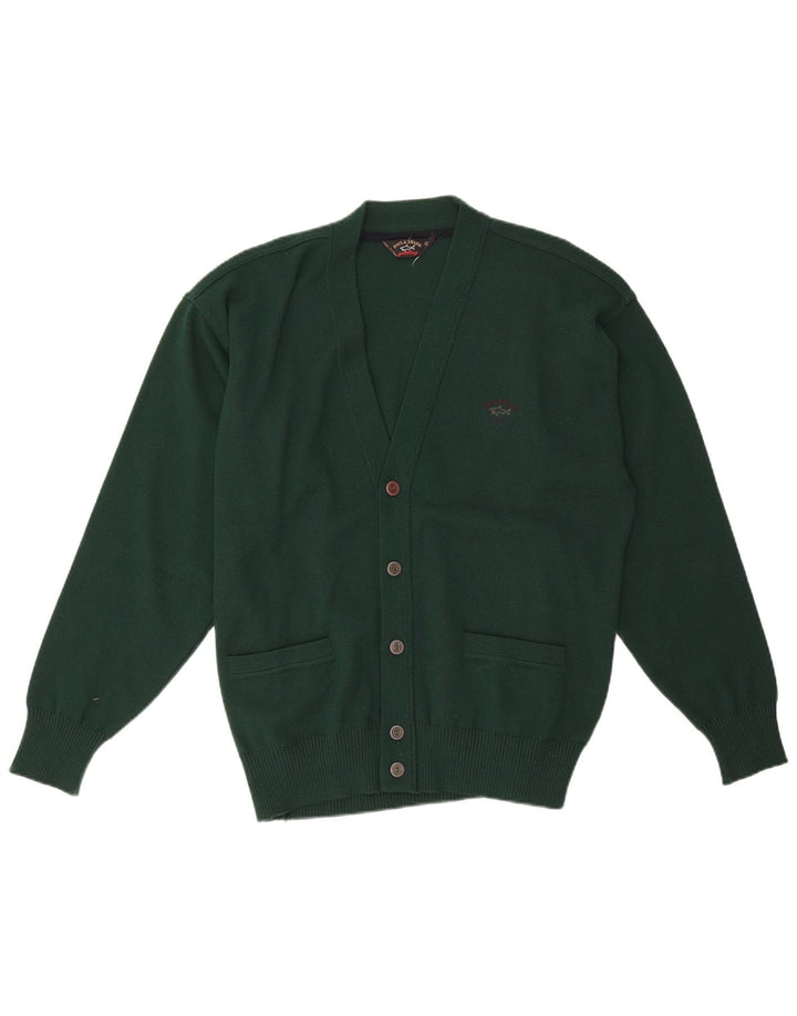 Pulover cardigan de iahting pentru bărbați Paul & Shark, lână verde medie