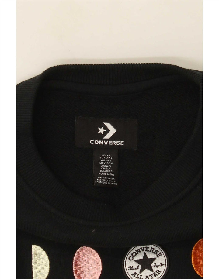 Pulover oversized Crop Graphic pentru femei Converse UK 6 XS Negru