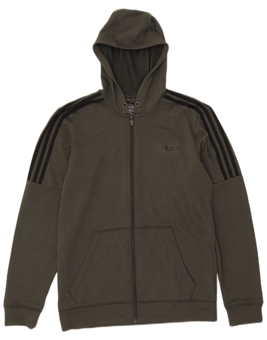 Pulover Adidas pentru bărbați, cu fermoar, poliester kaki mediu