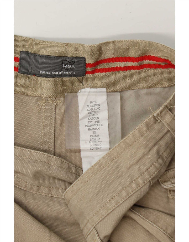 Pantaloni scurți cargo pentru bărbați Zara EU 42 Large W32 Beige Bumbac