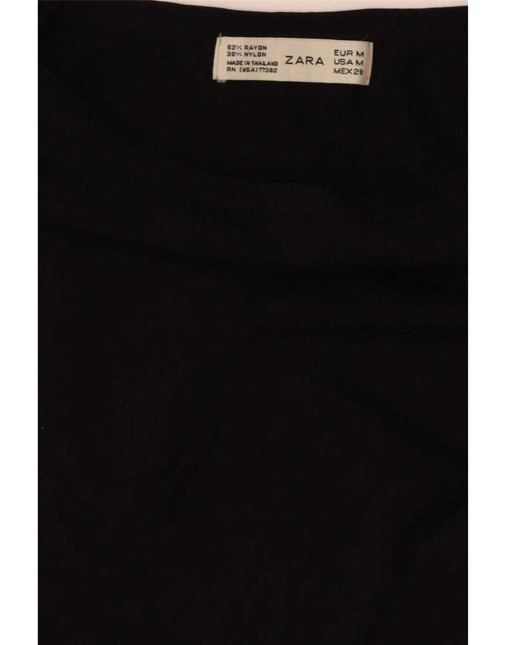Crop Top pentru femei Zara cu mânecă lungă UK 12 Medium Black Rayon
