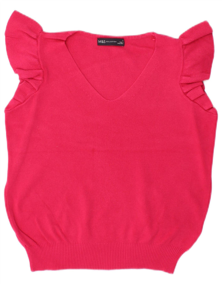 Marks & Spencer pentru femei oversized Crop Vest Tank Top UK 10 Small Pink