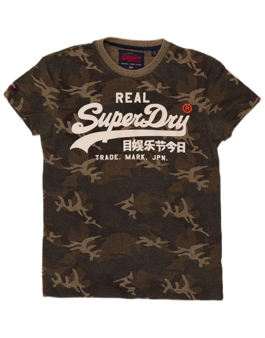 Tricou grafic pentru bărbați Superdry Top mic, verde, camuflaj, bumbac