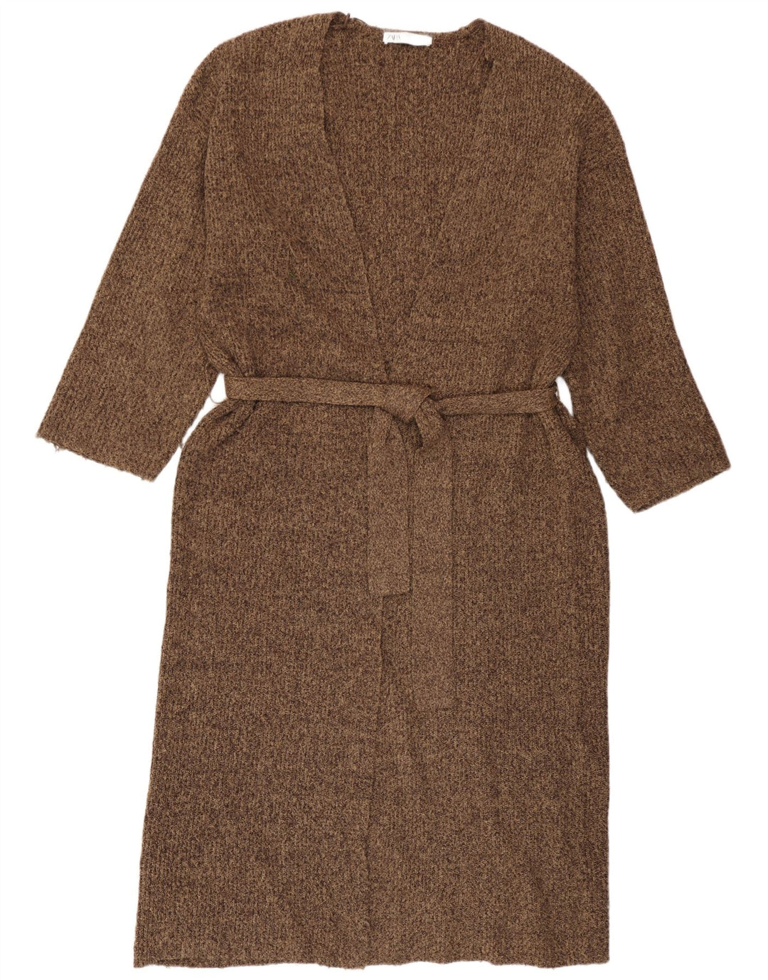 Pulover cardigan supradimensionat cu paragate Zara UK 14 maro mediu cu pete