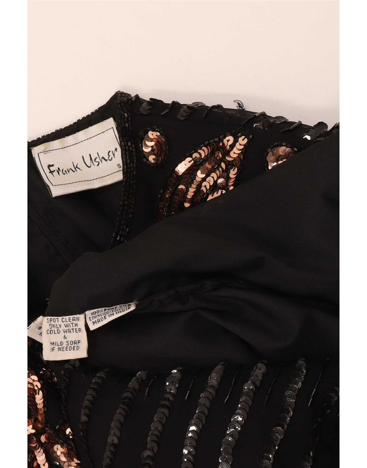 Bluză de seară pentru femei Frank Usher Top UK 10 Small Black Paisley Silk