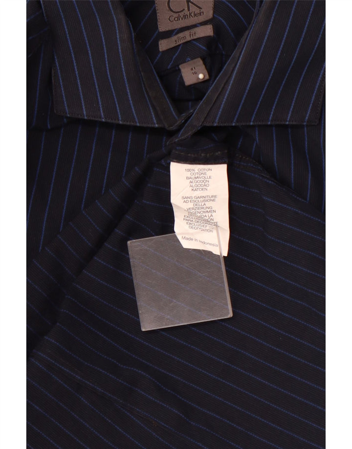 Cămașă pentru bărbați CALVIN KLEIN, slim fit, mărimea 16 41, mare, bleumarin, bumbac cu dungi