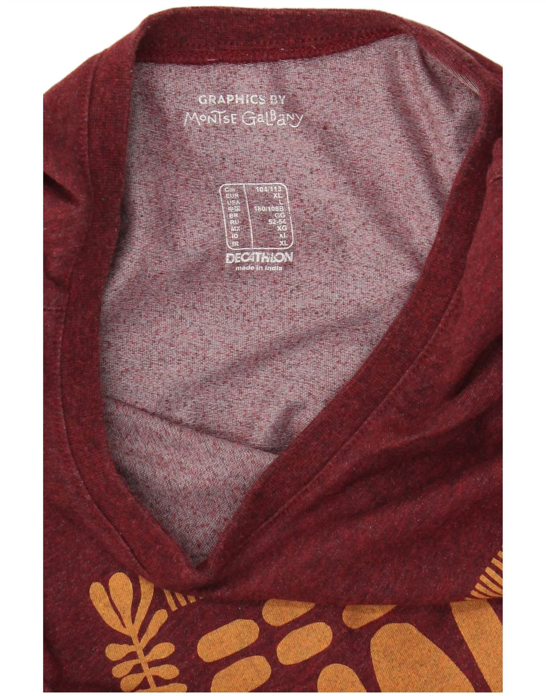 Tricou grafic Decathlon pentru bărbați Top mare burgundă