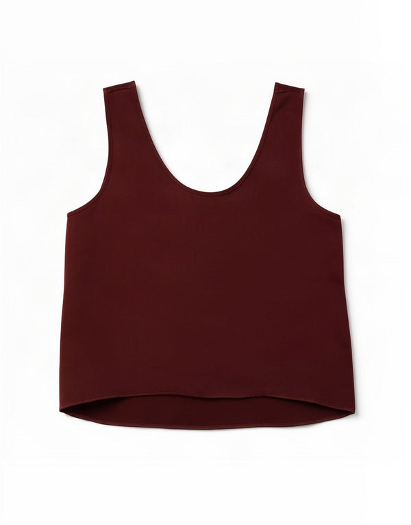 Vest Vest Top Femei Zara UK 14 Medium Burgundy Viscose